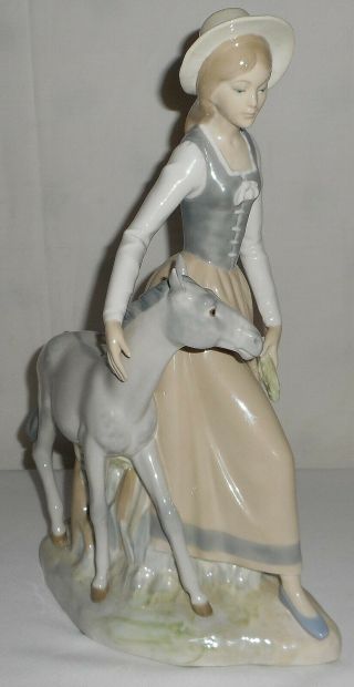 Rare Large 16.  5 " Zaphir Woman/lady With Horse Figurine Spain By Lladro