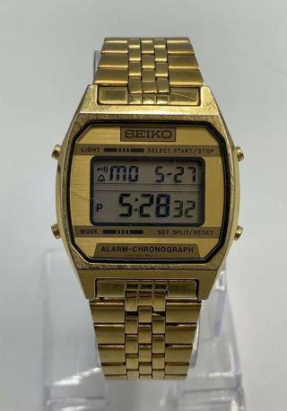Vintage Seiko Gold Men’s Digital Lcd A904 - 5199 Alarm Chronograph Watch Lc