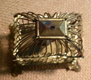 Charming Miniature Brass Wire Bird Cage w.  Bird on Swing Doll House Antique 6
