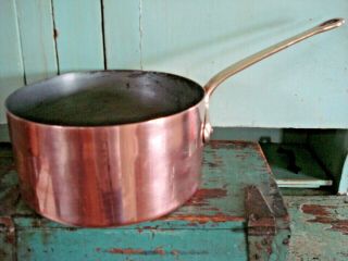 Vtg Bazar Francais Copper 4 Qt Pot Sauce/stock Pan York 666 Brass Handle