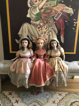 3 Vintage Composition Boudoir Dolls From The 1920’s
