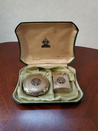 Rare Vintage Art Deco Evans Perfume Atarmist And Powder Compact