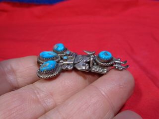 Vintage Native American Turquoise & Sterling Silver Kachina Pin Pendant 3
