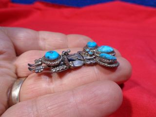 Vintage Native American Turquoise & Sterling Silver Kachina Pin Pendant 4