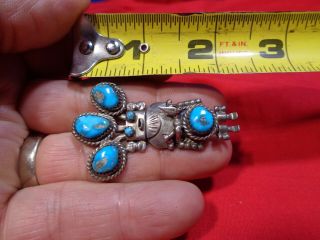 Vintage Native American Turquoise & Sterling Silver Kachina Pin Pendant 7
