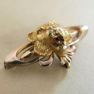 Victorian Gold - Filled Lion Head Brooch Watch Pin [4446]