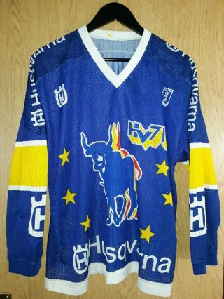 Hockey Jersey Hv71 Sweden Vintage 90s Tibas M Blue