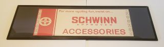 Vintage Schwinn Approved Accessories Framed Sign Rare 36 " By 12 "