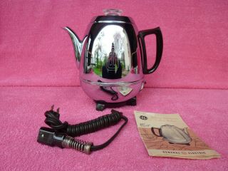 Vtg 1950s General Electric Chrome 9 - Cup Percolator Coffee Pot Maker