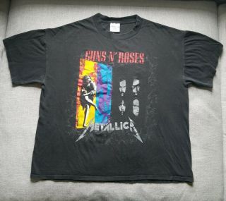 Vintage 1992 Guns N Roses And Metallica Faith No More Stadium Tour Shirt - Xl