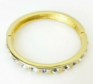 Vintage Christian Dior Gold Tone Rhinestone Clasp Bracelet