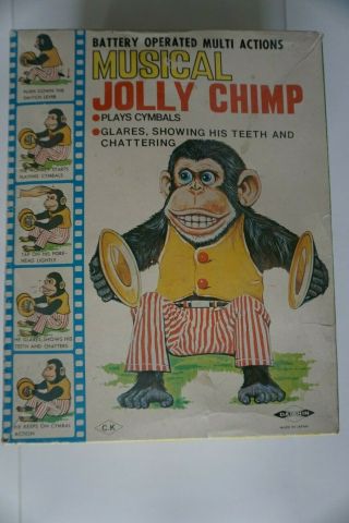 Vintage Daishin Musical Jolly Chimp Monkey With Box & Tag 4