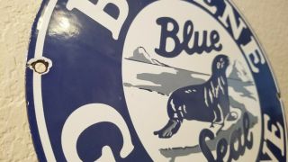 VINTAGE BOLENE GASOLINE PORCELAIN BLUE SEAL MOTOR OIL SERVICE STATION PUMP SIGN 7