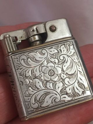 Vintage Baby Myflam Pocket Lighter - Highly Decorated Sterling Silver Wrap 1944