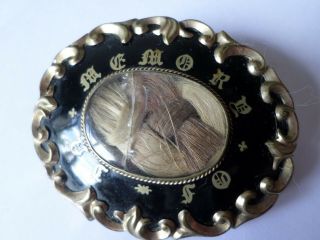 Large Antique Victorian Mourning Hair Locket Brooch