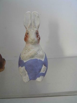Vintage German Compo Paper Mache Rabbit Candy Container Begging White Purple