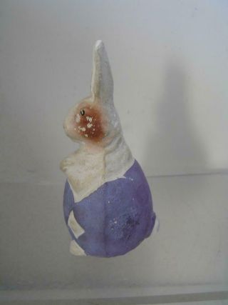 Vintage German Compo Paper Mache Rabbit Candy Container Begging White purple 2