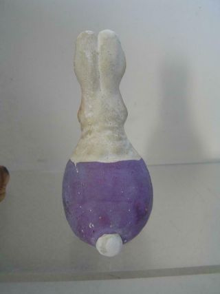 Vintage German Compo Paper Mache Rabbit Candy Container Begging White purple 3