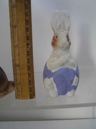 Vintage German Compo Paper Mache Rabbit Candy Container Begging White purple 5