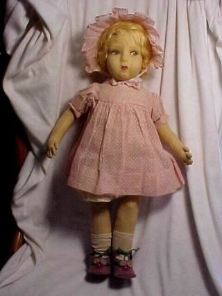 Vintage Felt Lenci Doll Pink Dress 1