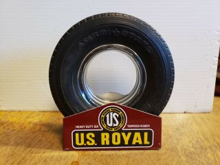 Miniature 6 Inch Vintage Rubber Tire Ashtray Stand Us Royal Holder Tire Display