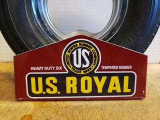 Miniature 6 inch Vintage Rubber Tire Ashtray Stand US ROYAL Holder TIRE Display 2