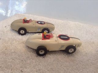 3 Vintage Aurora T - Jet HO Slot Car Indy F1 Racer Race Cars Chrome,  Tan,  & White 5