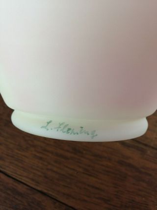 Vintage Signed Fenton Burmese Hand Painted Floral Vase Pink/Green/Purple P2 5