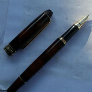 RARE Vintage Montblanc Meisterstuck Ball Point Pen Brown Marble Great Pen LOOK 4