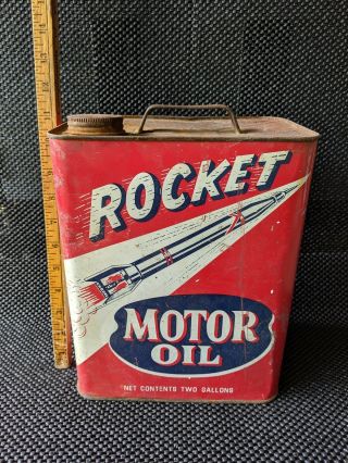 Vintage Rocket Motor Oil Can Pittsburgh Penn Oil Co.  2 Gallon Empty Can