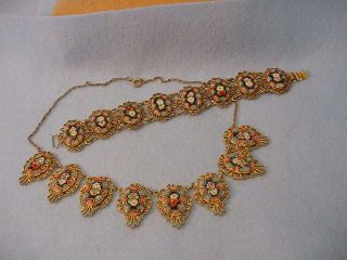 Vintage Vintage Micro Mosaic Necklace & Bracelet Set Made In Italy F.  A.  P.