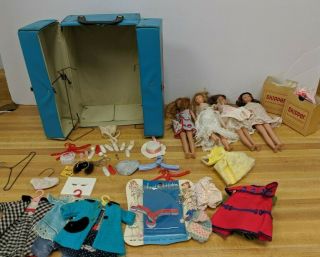 Skipper Barbie Carrying Case w/ 4 Vintage 60s Skippers & Accessories 061019DBT2 2