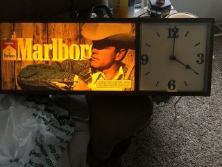Vintage Marlboro Light Up Clock Sign Come to Marlboro Country 1980 ' s Bar Sign 2