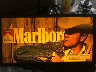 Vintage Marlboro Light Up Clock Sign Come to Marlboro Country 1980 ' s Bar Sign 3