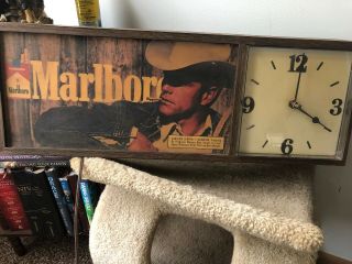 Vintage Marlboro Light Up Clock Sign Come to Marlboro Country 1980 ' s Bar Sign 7