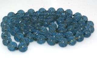 Antique 12mm Chinese Peking Blue Glass Bead Necklace 38 