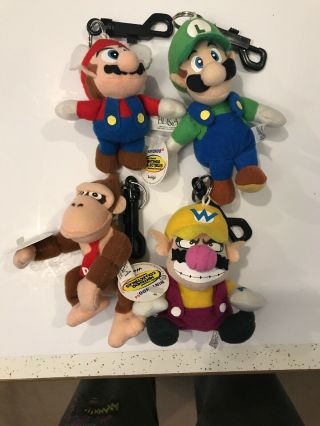 Nintendo 64 Plush Clip - On Mario; Luigi; Donkey Kong; Wario Very Rare Vintage 90s