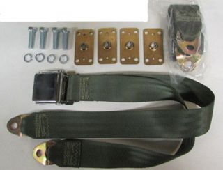 Jeep Vintage Lap Seat Belts (2),  Retrofit Kit: Military Olive Drab Green,  60 "