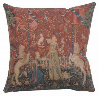 The Taste Lady And The Unicorn French Jacquard Tapestry 14x14 " Cushion Cover