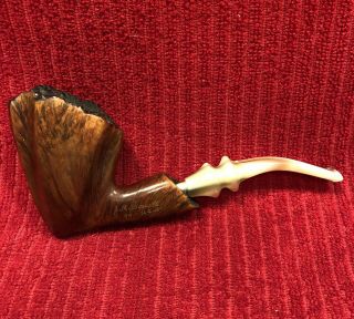 Vintage J.  M.  Boswell’s 1999 Estate Pipe Handmade In The Usa White Stem