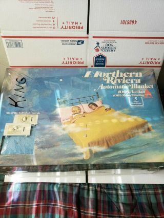 Vintage Northern Riviera Electric King Size Automatic Blanket Blue