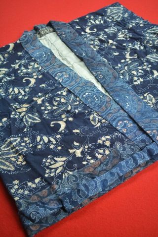 Xk12/375 Vintage Japanese Kimono Cotton Antique Boro Noragi Indigo Blue Katazome