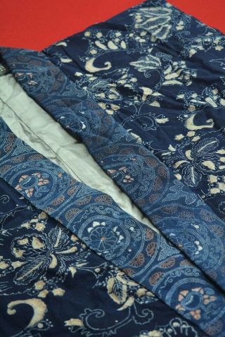 XK12/375 Vintage Japanese Kimono Cotton Antique Boro NORAGI Indigo Blue KATAZOME 3