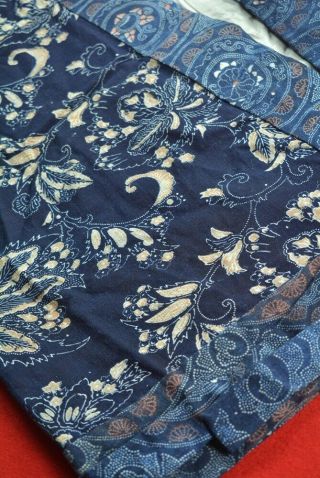 XK12/375 Vintage Japanese Kimono Cotton Antique Boro NORAGI Indigo Blue KATAZOME 4