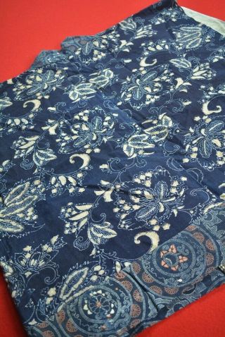 XK12/375 Vintage Japanese Kimono Cotton Antique Boro NORAGI Indigo Blue KATAZOME 8