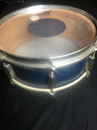 Vintage Blue Sparkle 14”x6.  5” Snare Drum With Ludwig Striders Head 2