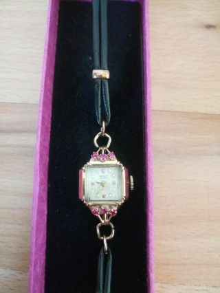 Chalet Vintage Antique 14ct Gold Diamond And Ruby Ladies Cocktail Watch
