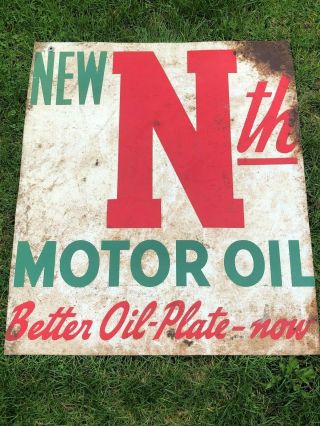 Vintage Large Conoco Oil Co.  Nth Motor Oil Two - Sided Sign 27 " X 32 " Collecti