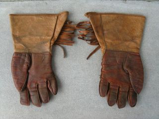 Vintage Boy Scout BSA Leather Gloves with Fringe Child Size RARE 2