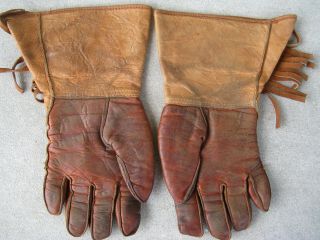 Vintage Boy Scout BSA Leather Gloves with Fringe Child Size RARE 7